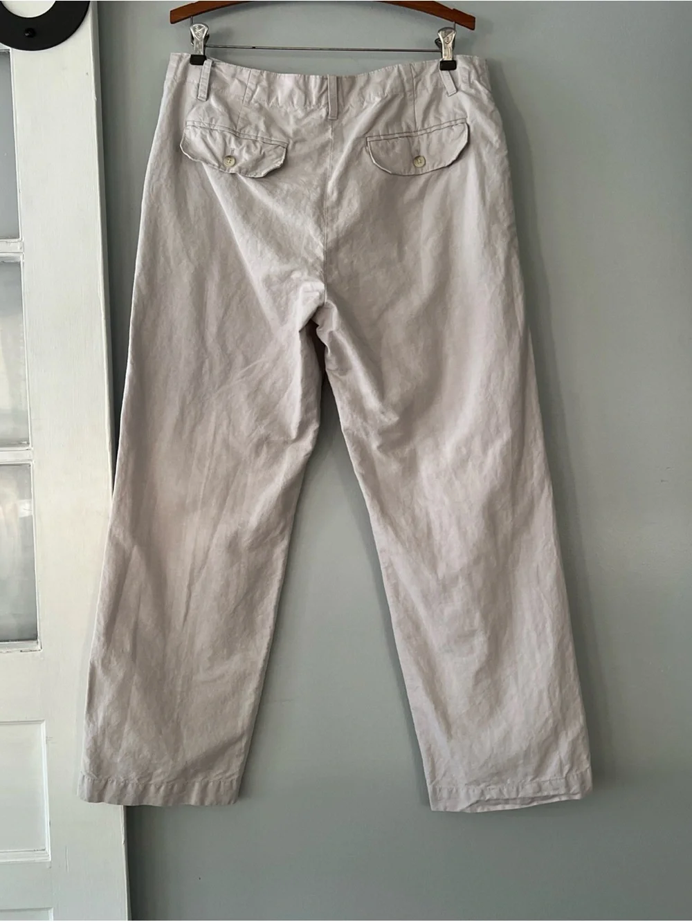 Banana Republic Chino Dress Pants Men 33x30 Ivory Linen Blend Modern Relaxed Fit